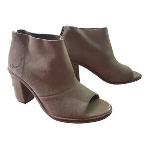 Ugg Womens Ginger Peep Toe Bootie Chestnut Suede Size 7.5
